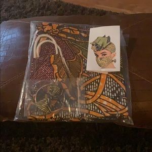 African scarf, mask and earrings set